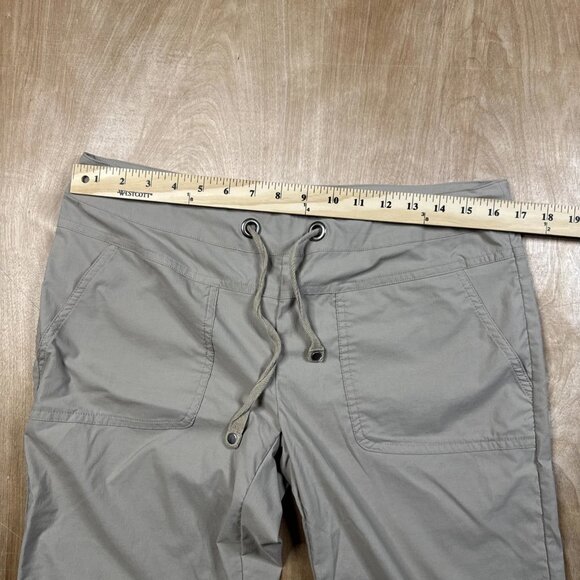 Prana Khaki Bliss Capri Pants Women's Medium Brown Drawstring Side Slit - Picture 3 of 5